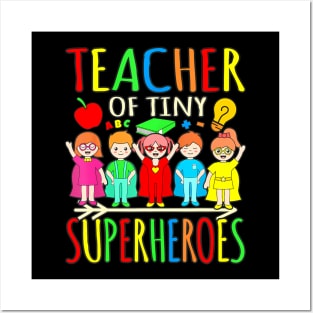 Teacher Of Tiny Superheroes First Day Back To School Graphic Posters and Art